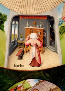 Superbia, (dettaglio) dalla Tavola dei Sette Peccati Capitali e delle Quattro Ultime Cose, c.1480